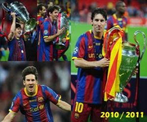 yapboz 2010-2011 Şampiyonlar Ligi kutluyor Leo Messi